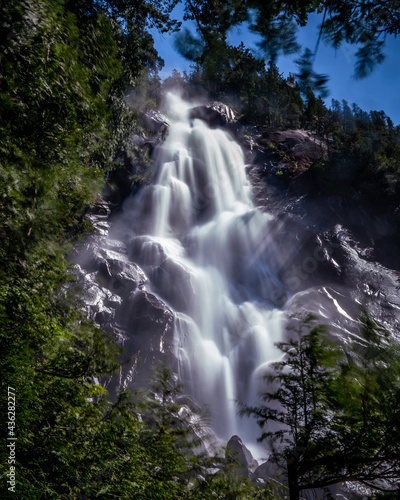 The water from Shannon Creek tumbles down Shannon Falls near Squamish  British Columbia  Canada