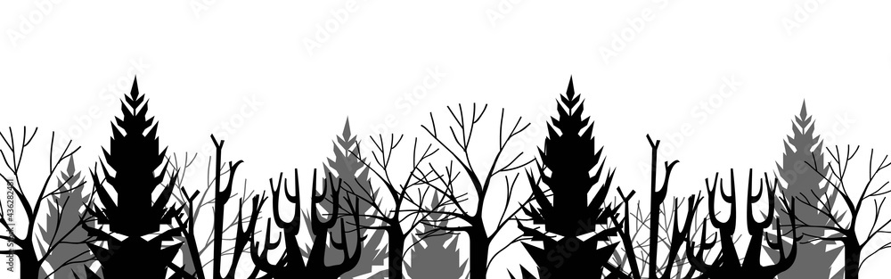 panorama of high grey fir trees forest on white
panorama of high grey fir trees forest on white