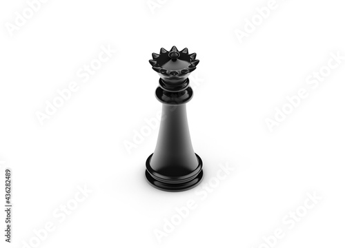 Queen chess piece isolated on white background, 3D illustration. Concept of strategy and queen