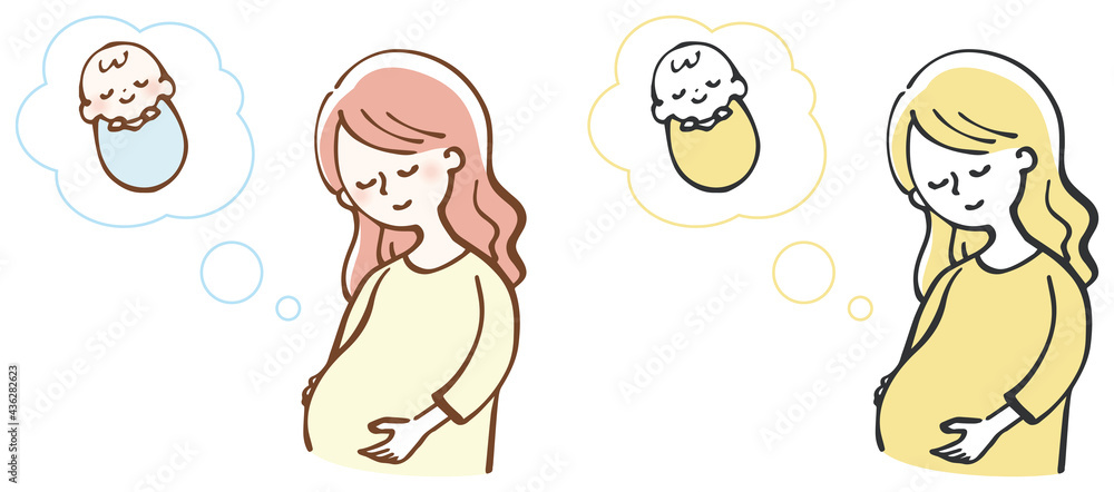 妊婦 マタニティー 赤ちゃん イラスト Stock Vector Adobe Stock