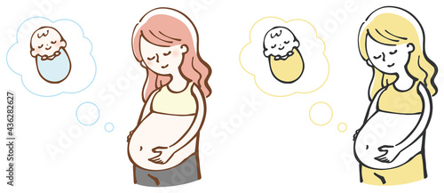 妊婦　マタニティー　赤ちゃん　イラスト
