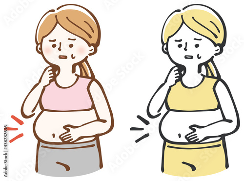 ダイエット　女性　ふくよか　イラスト