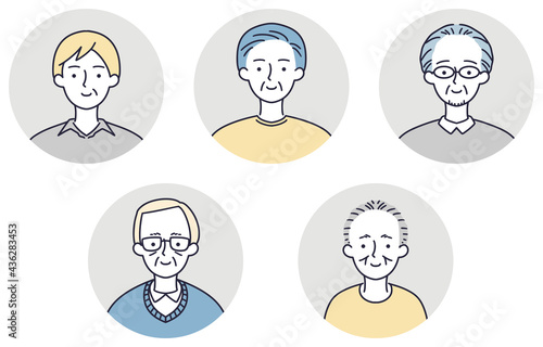 笑顔　シニア男性セット　シンプルイラスト