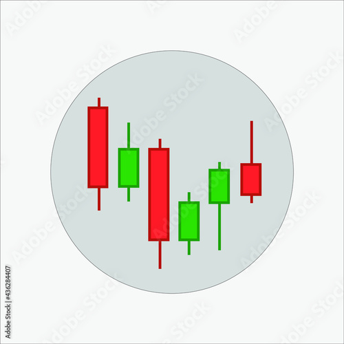 Candlestick chart icon. Forex stocks trading diagram signals useful to forecast when buy or sell. Exchange financial market graph. Vector illustration of technical analysis concept.