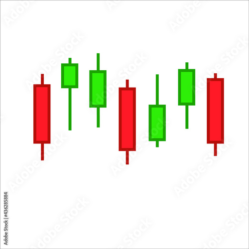 Colorful candlestick chart vector line icon, sign, illustration on background, editable strokes © Mana