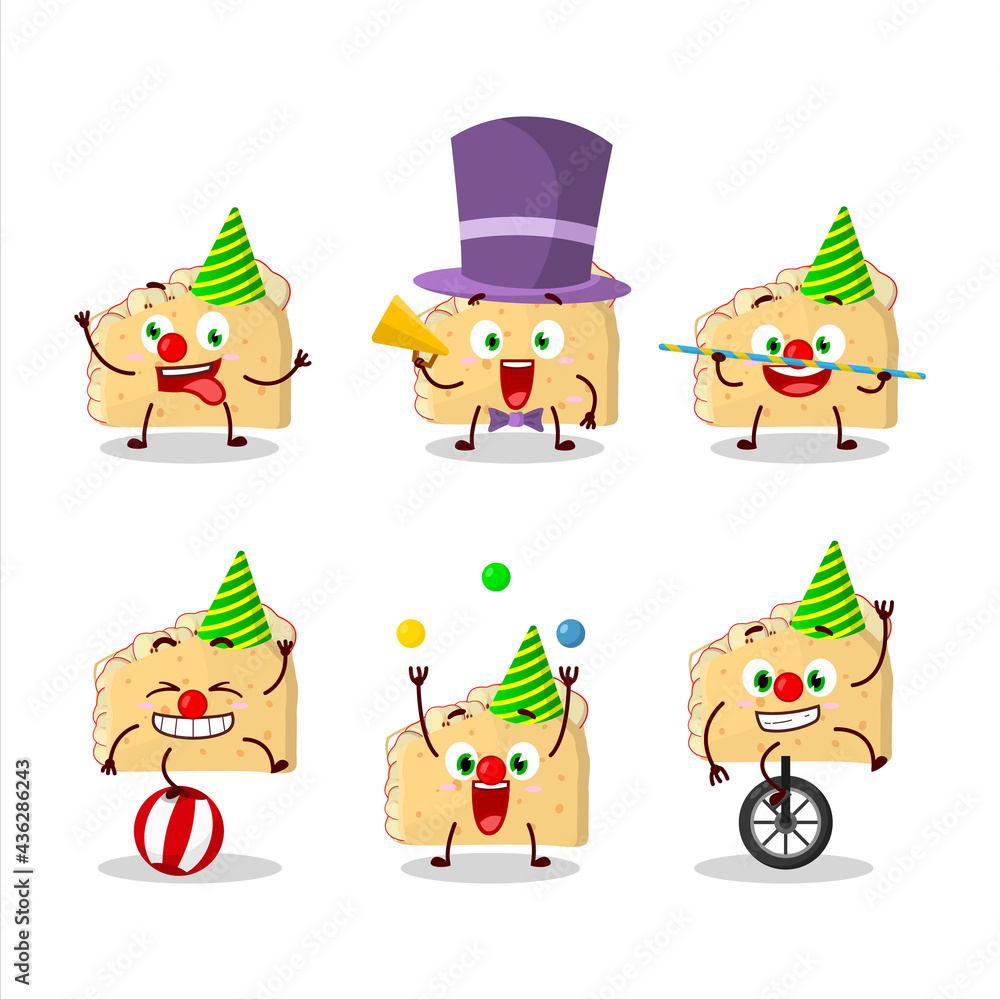 Cartoon character of apple sandwich with various circus shows