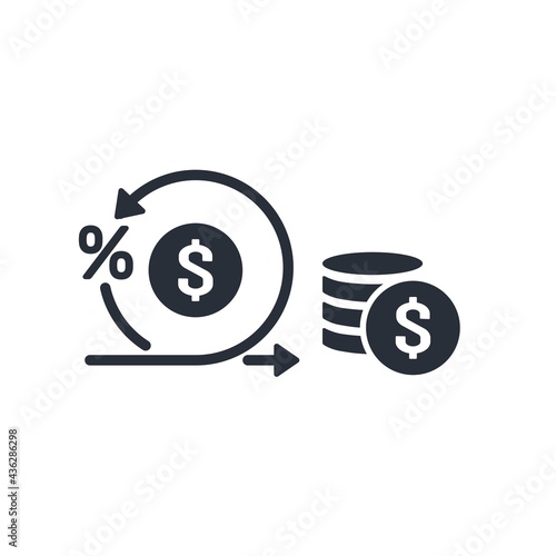 Capital turnover. Increase of income, percentage of the transaction. A profitable investment. Working finance. Make money. Vector illustration isolated on white background.