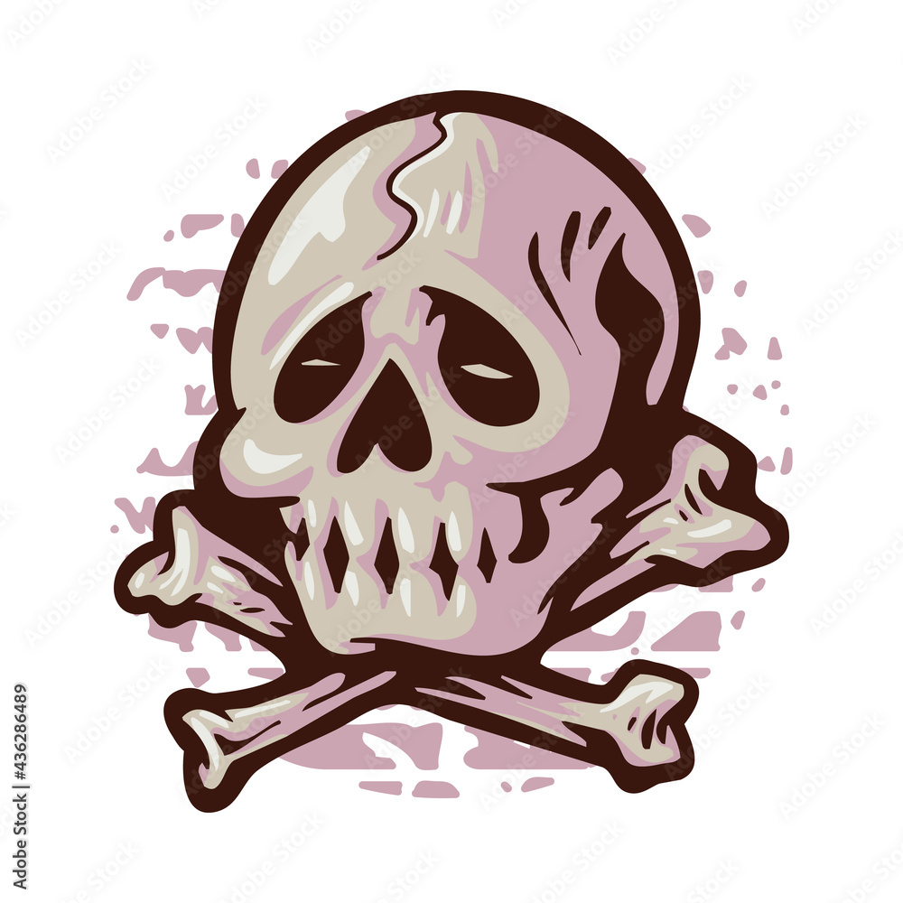 Skull color illustration badge patch pin graphic illustration vector art t-shirt design Skull color illustration badge patch pin graphic illustration vector art t-shirt design