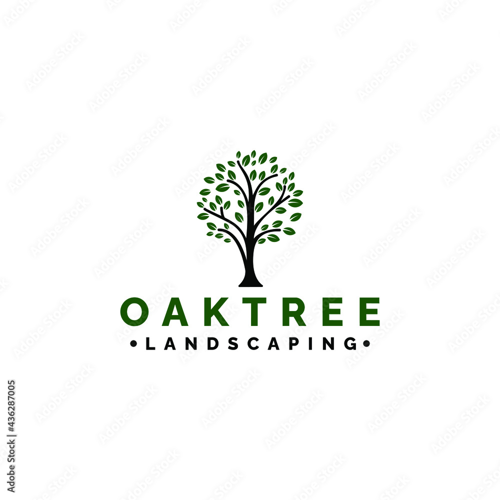 Oak tree landscaping company logo tamplate