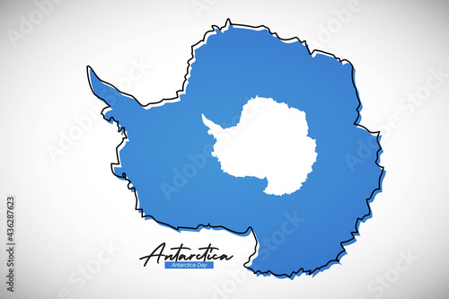 Happy Antarctica day. Creative national country map with Antarctica flag vector illustration