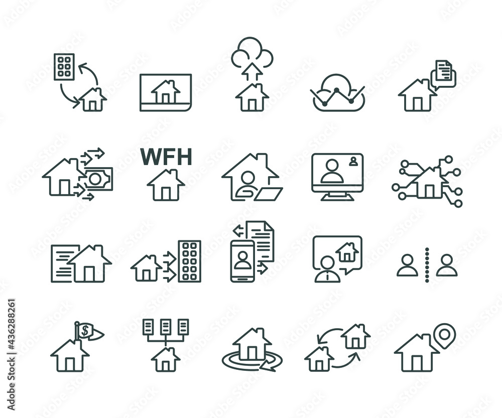 Fototapeta premium Work From Home Icons set,Vector,Editable Stroke