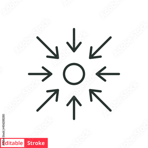 Specific line icon. Simple outline style. Information, modern, technology, arrow, concertration, decentralisation concept. Vector illustration isolated on white background. Editable stroke EPS 10.