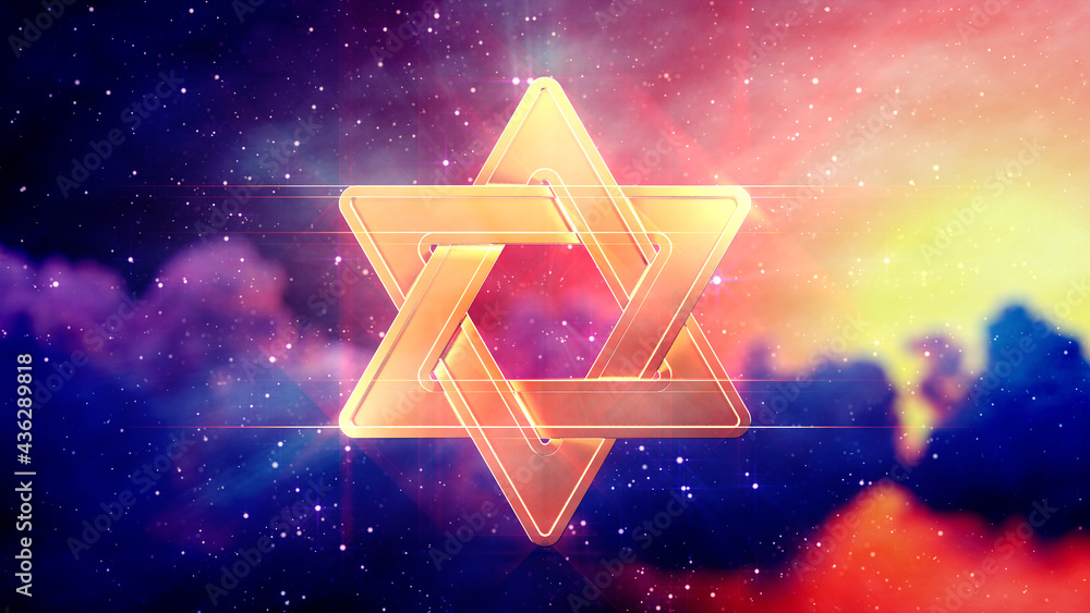star of david on cumulus clouds background , conceptual abstract 3D rendering star of david on cumulus clouds background , conceptual abstract 3D rendering