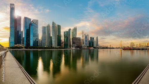 Singapore financial district skyline at Marina bay on sun set time, Singapore city, South east asia. © tanarch
