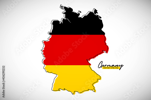Happy german unity day of Germany. Creative national country map with Germany flag vector illustration