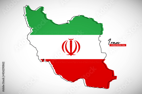 Happy islamic revolution day of Iran. Creative national country map with Iran flag vector illustration