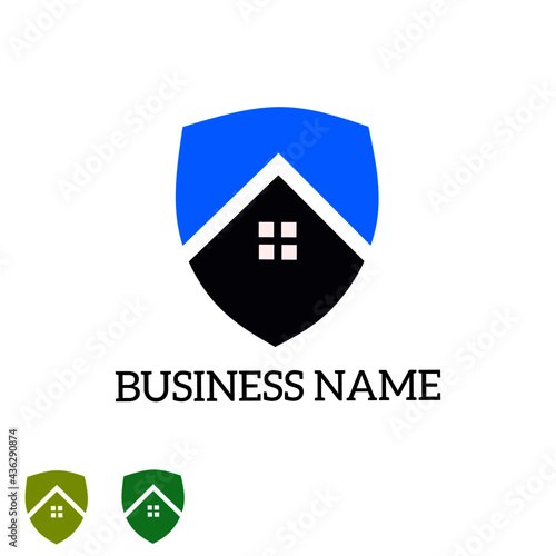 Shiled house logo design concept vector