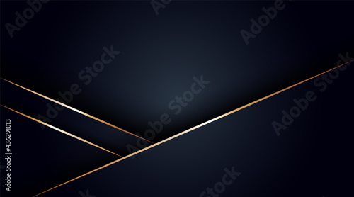 Black abstract background and golden lines
