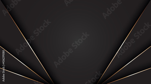 Black abstract background with golden line