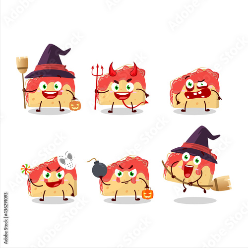 Halloween expression emoticons with cartoon character of strawberry sandwich
