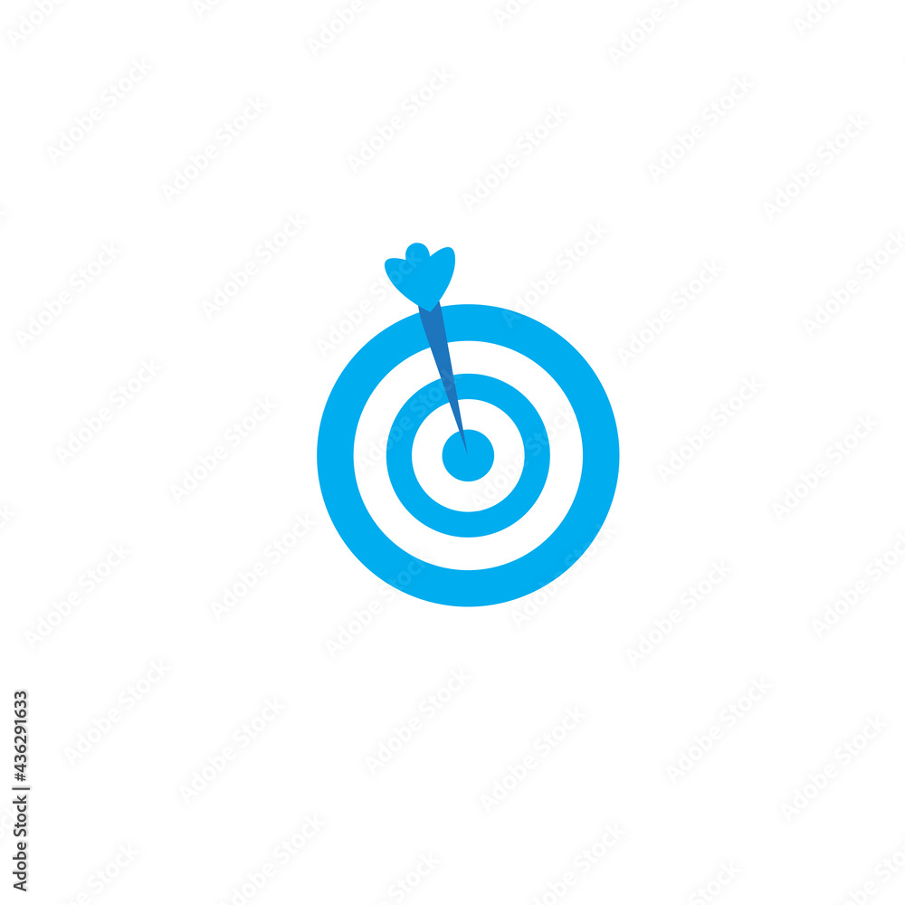 blue dart target hit to center of dartboard. Business success, investment goal, opportunity challenge, aim strategy, achievement focus concept. goal icon. blue dart target hit to center of dartboard. Business success, investment goal, opportunity challenge, aim strategy, achievement focus concept. goal icon.