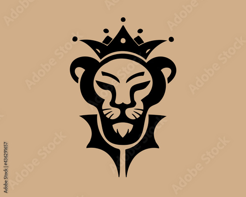 monkey king crown cup abstract art logo design illustration