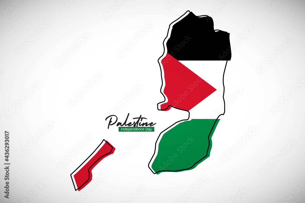 Happy independence day of Palestine. Creative national country map with