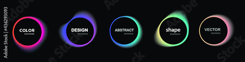 Set of isolated abstract aqua spot with gradient or dynamic color.Vector colorful neon templates. Circle shapes with vivid gradients. Fluid gradients for banners, Abstract liquid shape black, 3d.eps10 photo