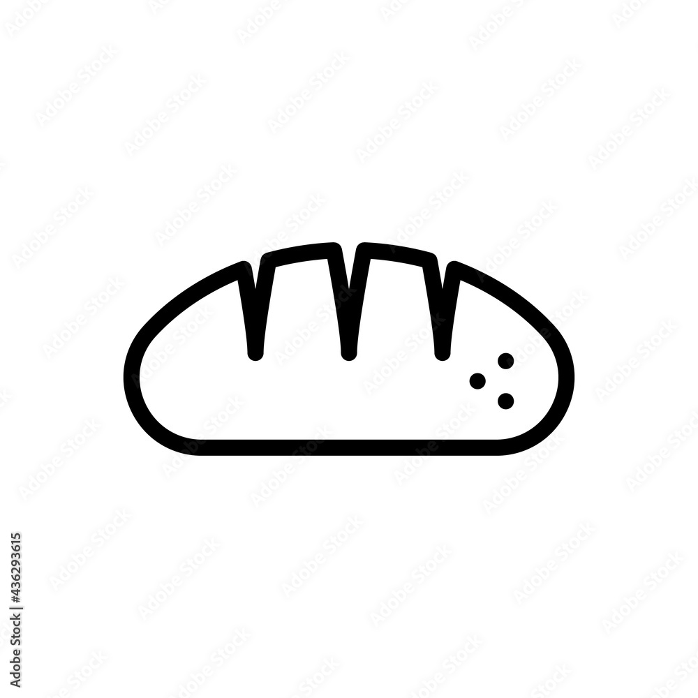 Bread Vector Icon in Outline Style. Bread is a type of baked food, made from flour and water. Vector illustration icon can be used for an app, website, or part of a logo.