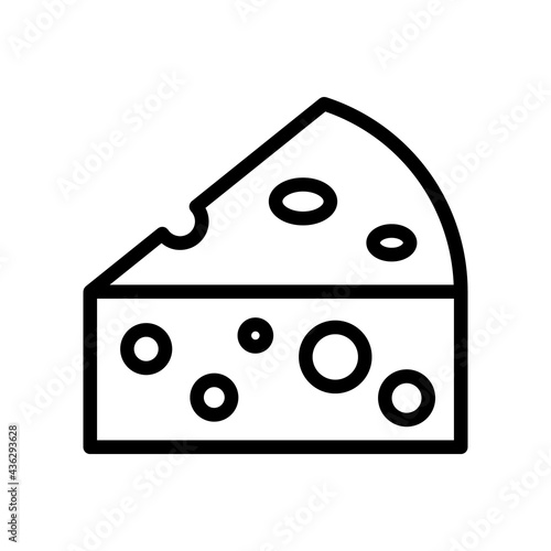 Cheese Vector Icon in Outline Style. Cheese is a dairy product, derived from milk and produced in wide ranges of flavors, textures and forms by coagulation of the milk protein casein. Vector Icon.