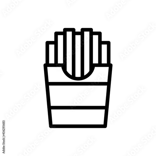 French Fries Vector Icon in Outline Style. French Fries is a dish made of potato wedges deep-fried in hot cooking oil. Vector illustration icon can be used for an app, website, or part of a logo.