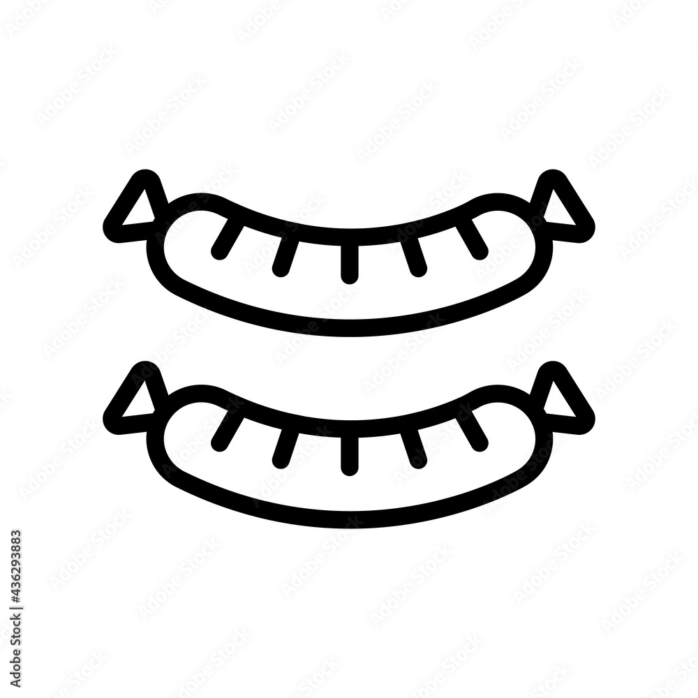 Sausage Vector Icon in Line Style. A sausage is a type of meat product usually made from ground meat, often pork, beef, or poultry, along with salt, spices and other flavourings. Vector illustration. Sausage Vector Icon in Line Style. A sausage is a type of meat product usually made from ground meat, often pork, beef, or poultry, along with salt, spices and other flavourings. Vector illustration.
