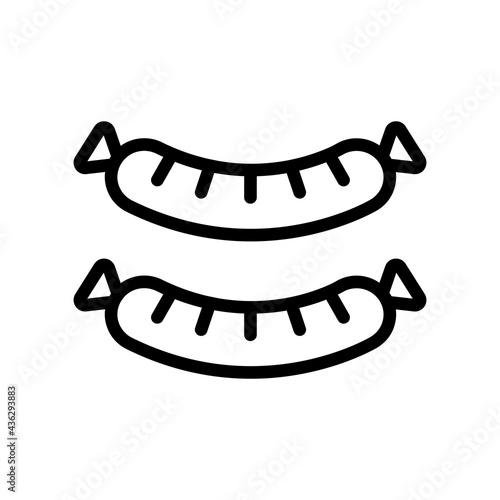 Sausage Vector Icon in Line Style. A sausage is a type of meat product usually made from ground meat, often pork, beef, or poultry, along with salt, spices and other flavourings. Vector illustration.