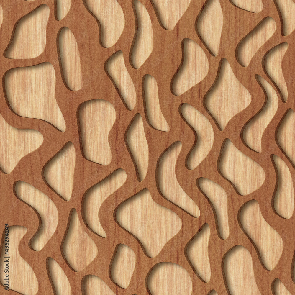 Wood seamless texture with abstract pattern, panel, 3d illustration Stock  イラスト | Adobe Stock