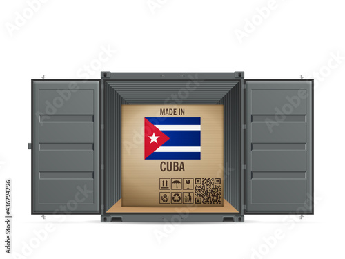Cardboard box Cuba in cargo container