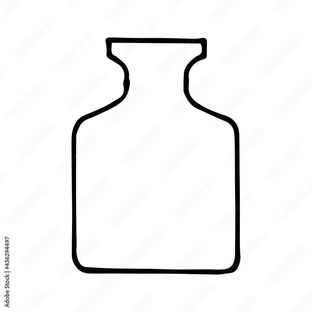 chemical flask icon. hand drawn doodle style. vector, minimalism, monochrome. laboratory glassware.