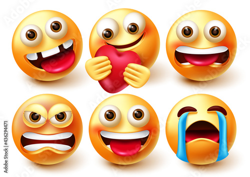 Fotografie, Tablou Smileys emoji vector set