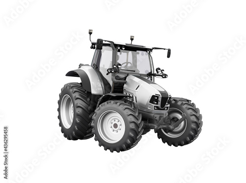 3d render gray tractor illustration on white background no shadow