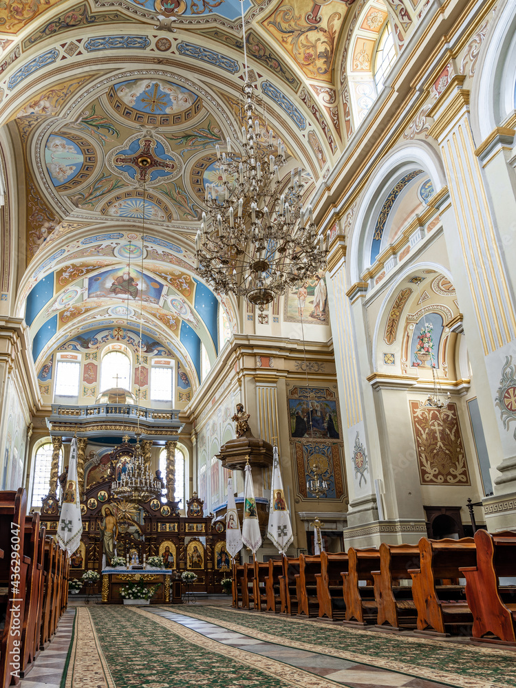 Zhovkva, Ukraine - 20.05.2021: interior of the St. Josaphat Church, the ...