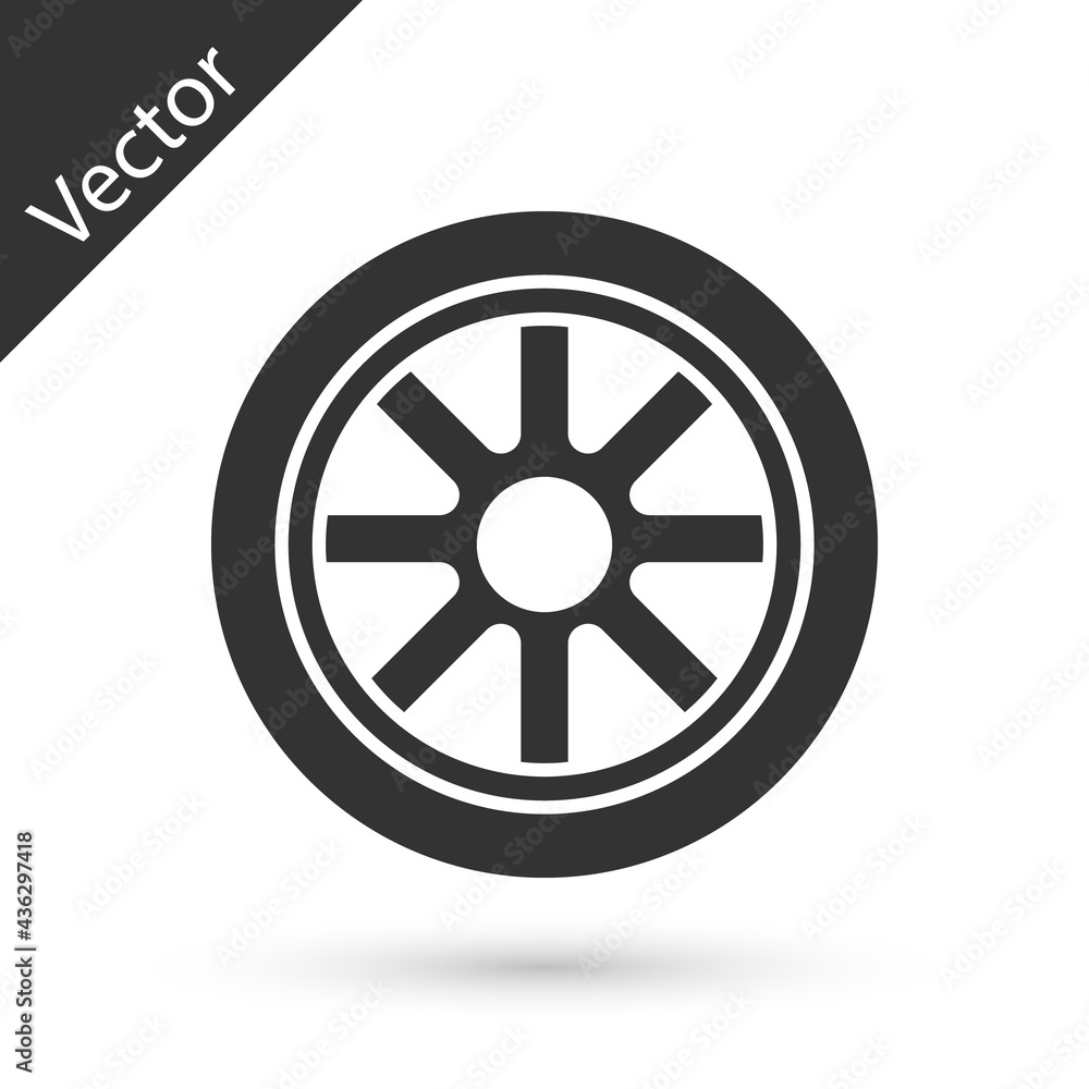 Fototapeta premium Grey Car wheel icon isolated on white background. Vector
