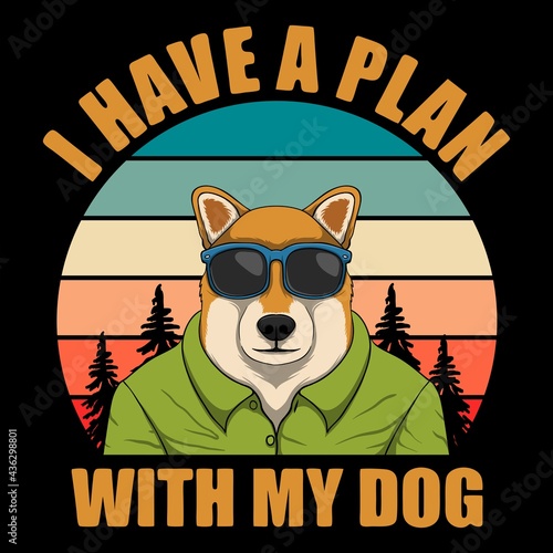 Shiba inu dog retro vector illustration