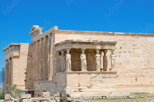 Karyatides statues, Erehtheio, on the Acropolis in Athens, Greece photo