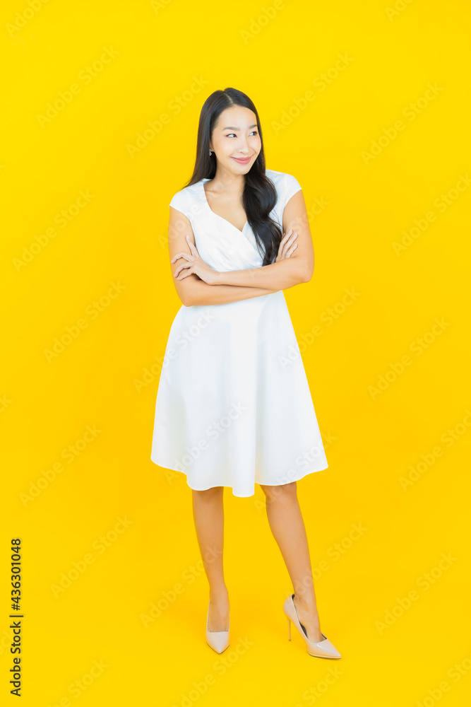 Portrait beautiful young asian woman smile with action Portrait beautiful young asian woman smile with action