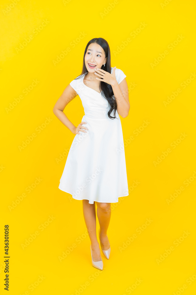 Portrait beautiful young asian woman smile with action Portrait beautiful young asian woman smile with action
