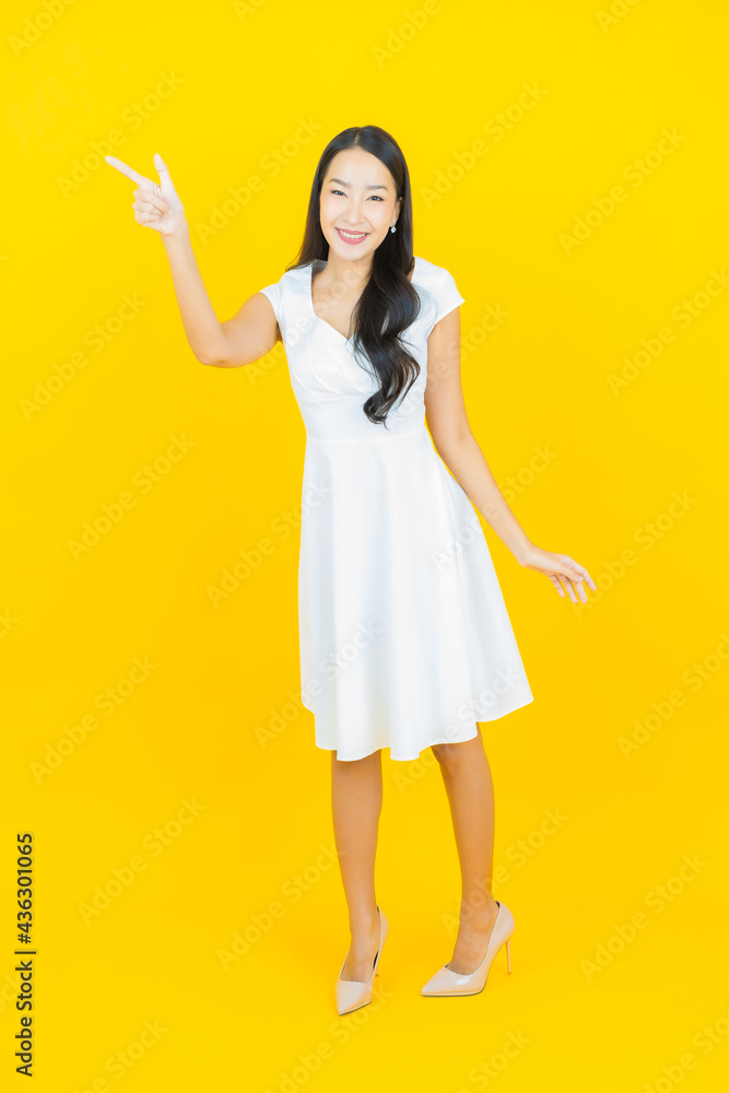 Portrait beautiful young asian woman smile with action Portrait beautiful young asian woman smile with action
