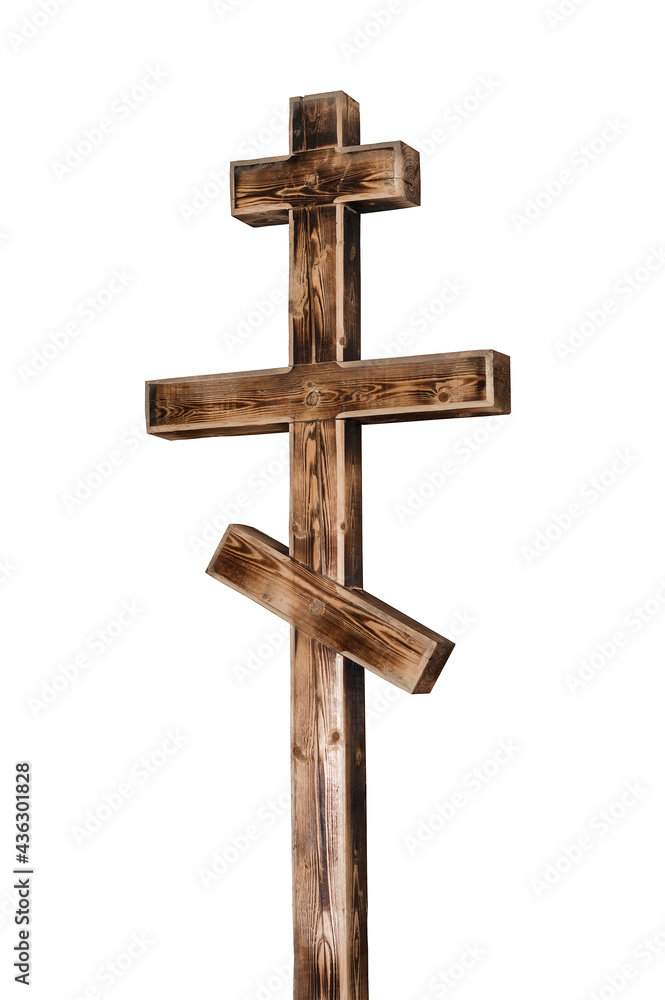 Wooden cross isolated on white background