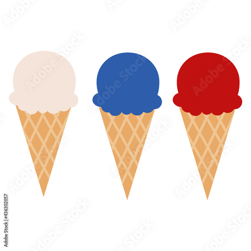 Fourth of July American Independence Day. 4th July cone popsicle icon. Patriotic Ice Cream sign.
