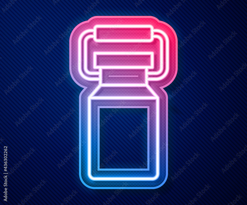 Glowing neon line Can container for milk icon isolated on blue background. Vector Glowing neon line Can container for milk icon isolated on blue background. Vector