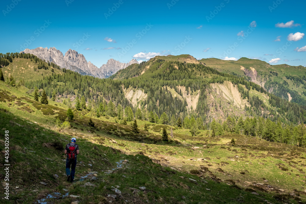 Exploration spring day in the beautiful Carnic Alps, Friuli-Venezia Giulia, Italy