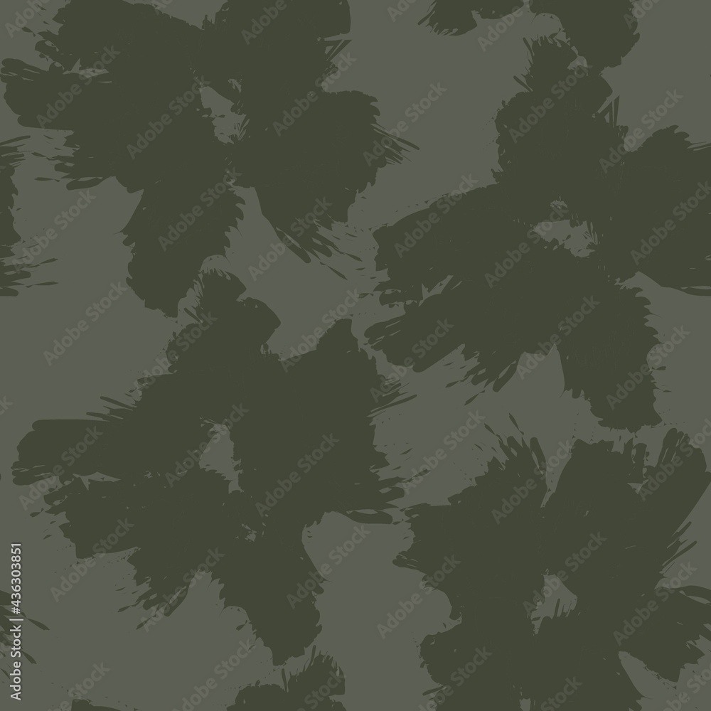 Green Floral Brush strokes Seamless Pattern Background